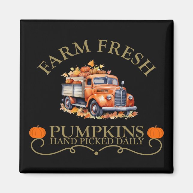 Farm fresh watercolor pumpkins leaves fall autumn magnet (Front)