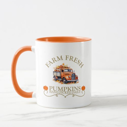 Farm fresh watercolor pumpkins leaves fall autumn mug