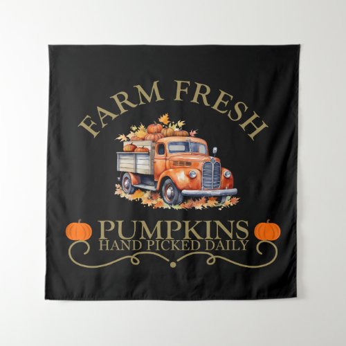 Farm fresh watercolor pumpkins leaves fall autumn tapestry