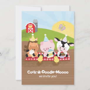 Farm Friends Birthday Party Invitation, Version 2 Invitation