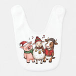 Farm Friends Christmas Carolers - Adorable Holiday Baby Bib