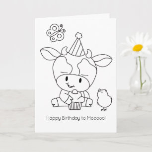 Farm Friends Color-It-Yourself Cow Greeting Card