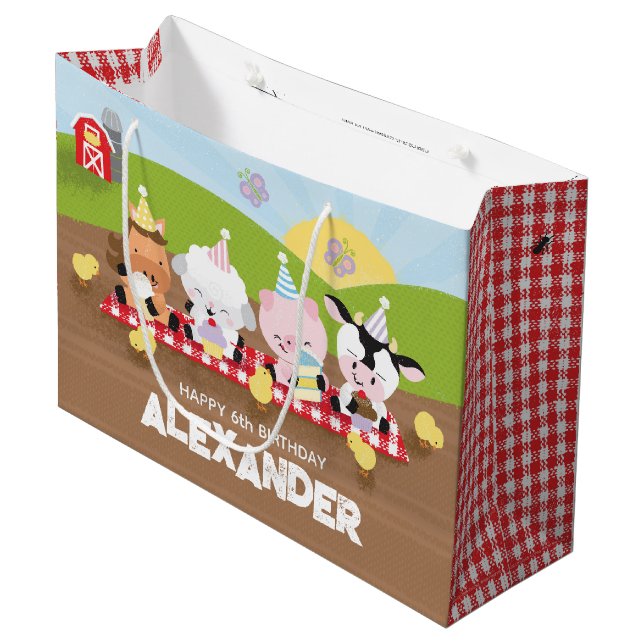 Farm Friends Gift Bag with Color-It-Yourself Back (Front Angled)