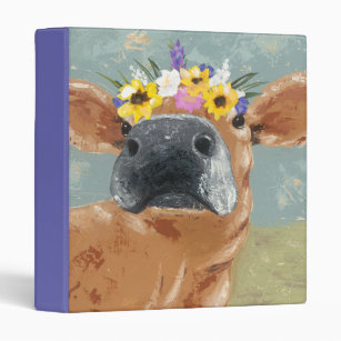 Farm Fun - Cow with Flower Crown 3 Ring Binder