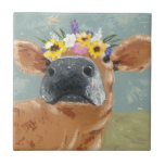 Farm Fun - Cow With Flower Crown Ceramic Tile at Zazzle