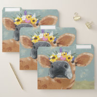 Farm Fun - Cow with Flower Crown File Folder