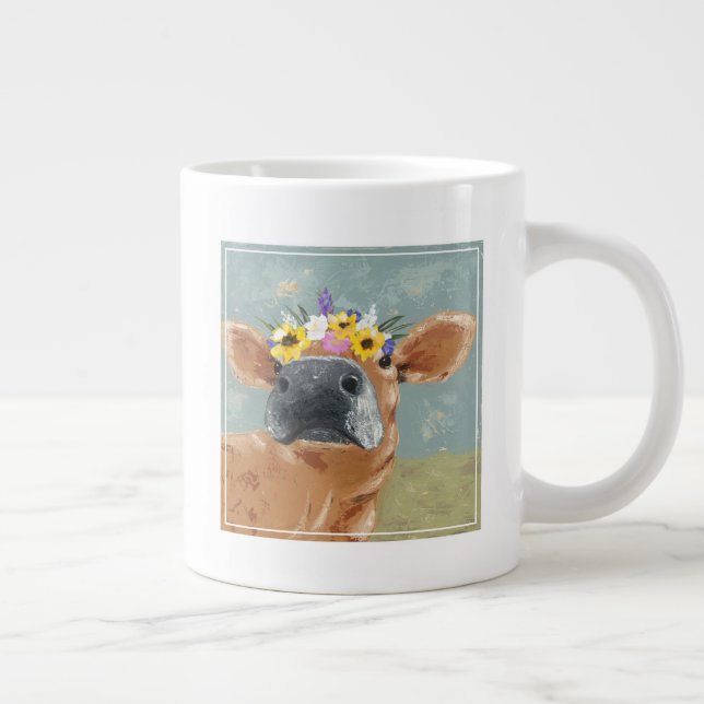 Farm Fun - Cow with Flower Crown Giant Coffee Mug (Right)