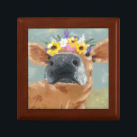 Farm Fun - Cow with Flower Crown Gift Box<br><div class="desc">Farm Fun II by Jade Reynolds. Features a brown cow wearing a flower crown.</div>