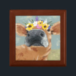 Farm Fun - Cow with Flower Crown Gift Box<br><div class="desc">Farm Fun II by Jade Reynolds. Features a brown cow wearing a flower crown.</div>