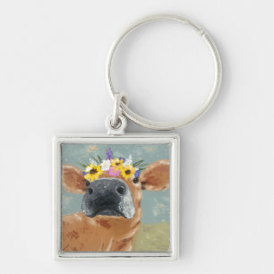 Farm Fun - Cow with Flower Crown Keychain