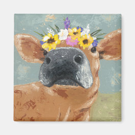 Farm Fun - Cow with Flower Crown Magnet