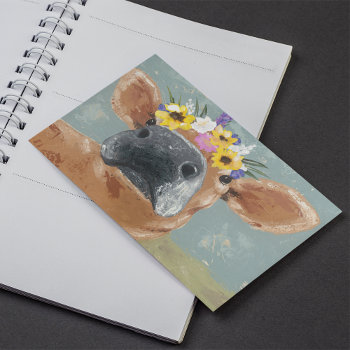 Farm Fun - Cow With Flower Crown Postcard by worldartgroup at Zazzle