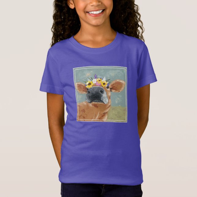 Farm Fun - Cow with Flower Crown T-Shirt (Front)