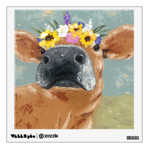 Farm Fun _ Cow with Flower Crown Wall Decal