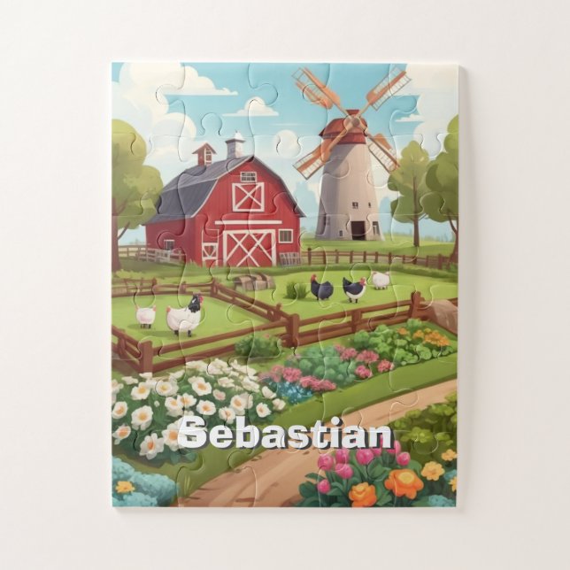 Farm Garden and Windmill With Name Jigsaw Puzzle (Vertical)