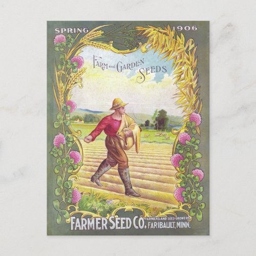 Farm Garden Seed Vintage Illustration Postcard