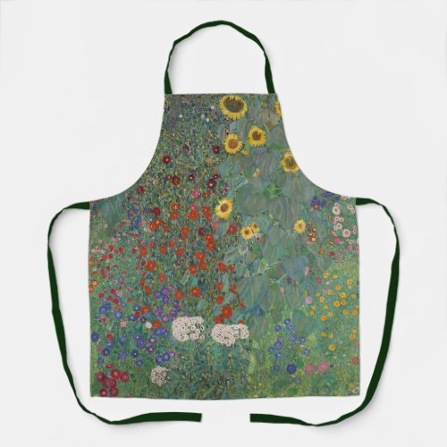 Farm Garden Sunflowers by Gustav Klimt Painting Apron