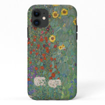 Farm Garden Sunflowers by Gustav Klimt Painting iPhone 11 Case