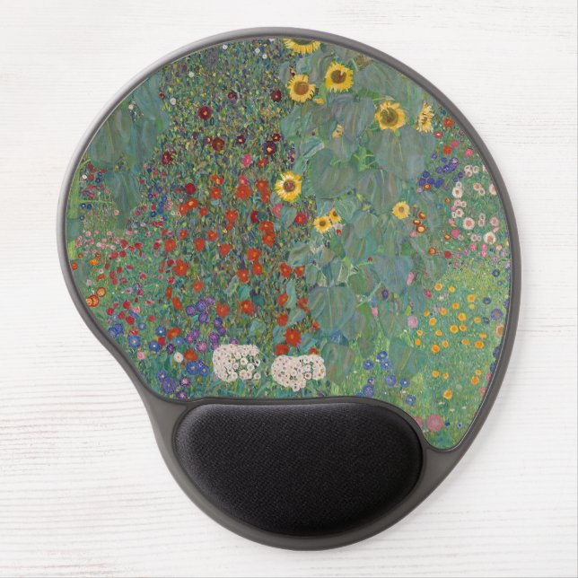Farm Garden Sunflowers by Gustav Klimt Painting Gel Mouse Pad (Front)