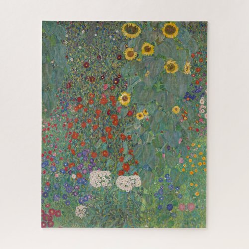 Farm Garden Sunflowers by Gustav Klimt Painting Jigsaw Puzzle