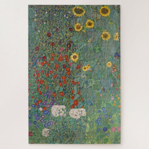 Farm Garden Sunflowers by Gustav Klimt Painting Jigsaw Puzzle