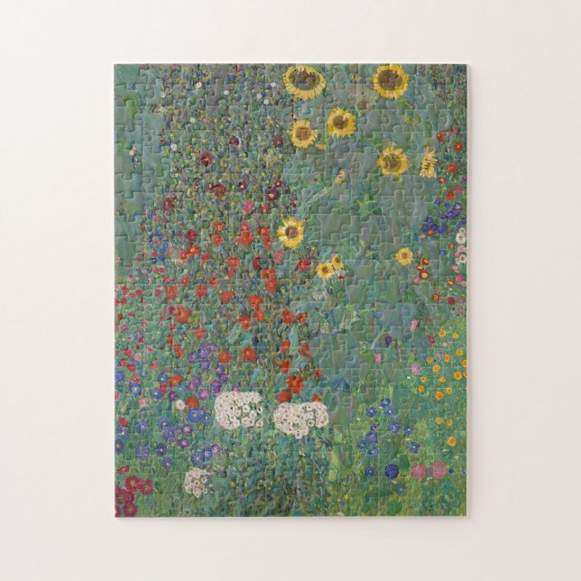 Farm Garden Sunflowers by Gustav Klimt Painting Jigsaw Puzzle (Vertical)