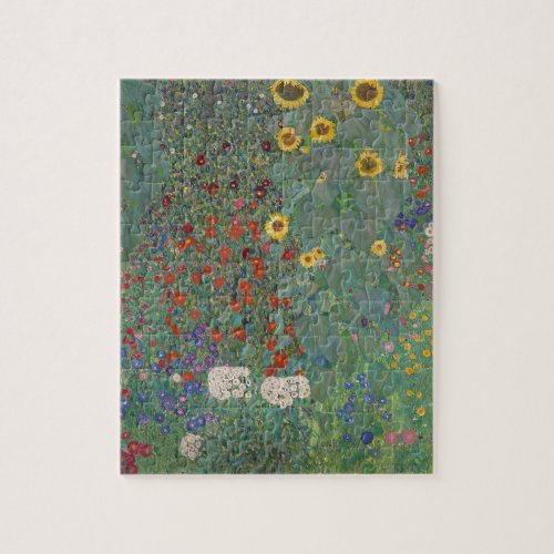 Farm Garden Sunflowers by Gustav Klimt Painting Jigsaw Puzzle