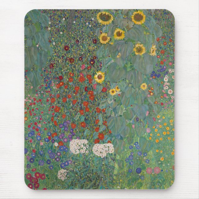 Farm Garden Sunflowers by Gustav Klimt Painting Mouse Pad (Front)