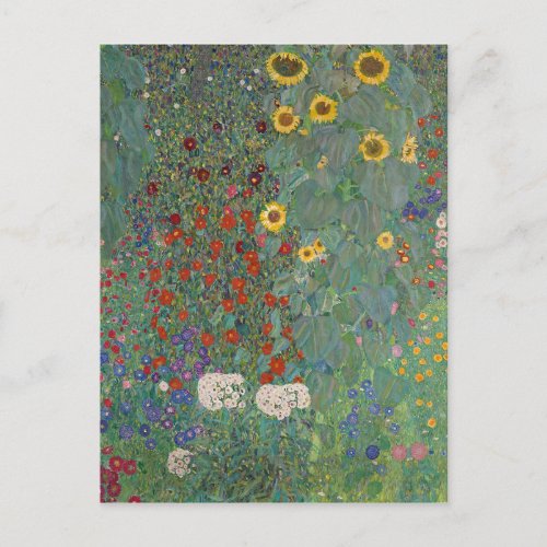 Farm Garden Sunflowers by Gustav Klimt Painting Postcard