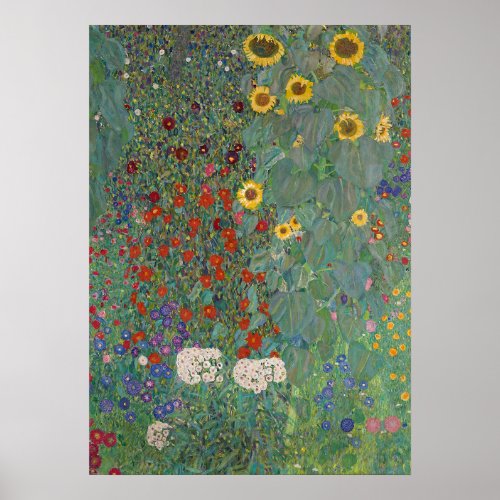 Farm Garden Sunflowers by Gustav Klimt Painting Poster