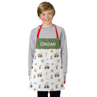 Farm Garden Watercolor Fun Pattern Apron