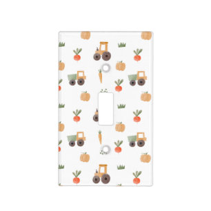 Farm Garden Watercolor Fun Pattern Light Switch Cover