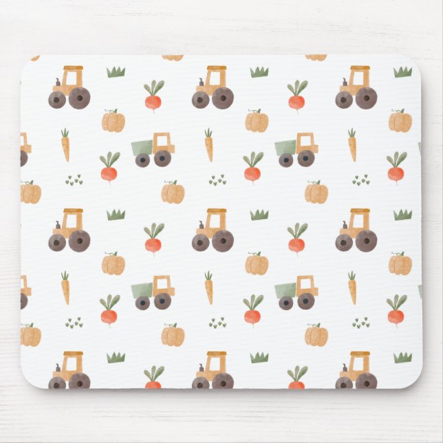 Farm Garden Watercolor Fun Pattern Mouse Pad (Front)