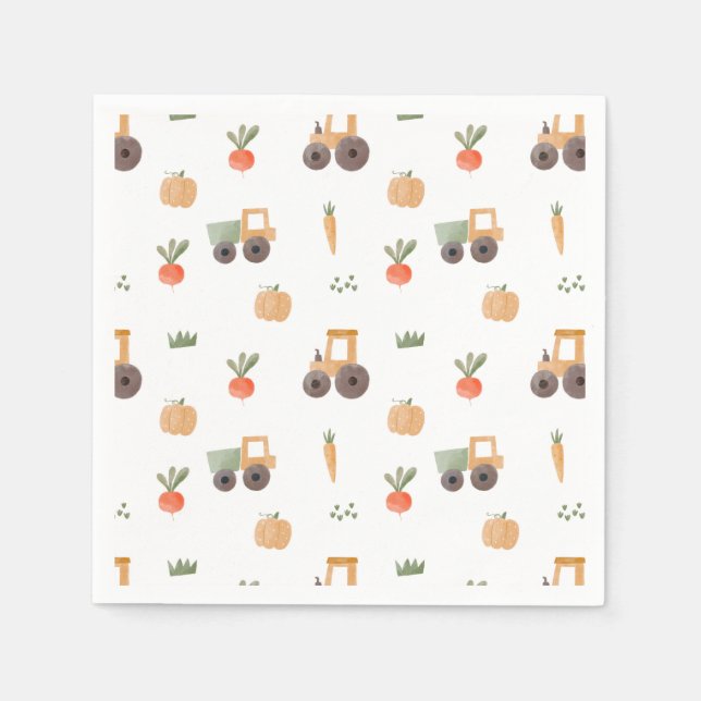 Farm Garden Watercolor Fun Pattern Napkins (Front)
