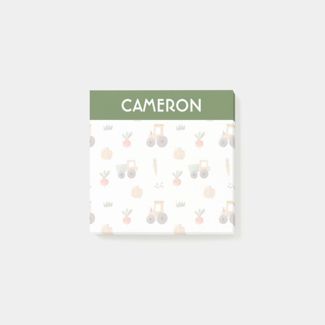 Farm Garden Watercolor Fun Pattern Post-it Notes (Front)