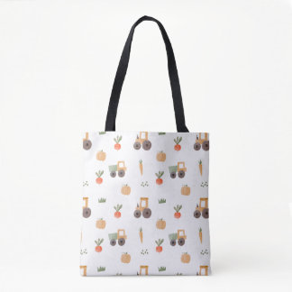 Farm Garden Watercolor Fun Pattern Tote Bag
