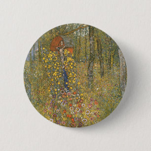 Farm Garden With Crucifix (by Gustav Klimt) Button