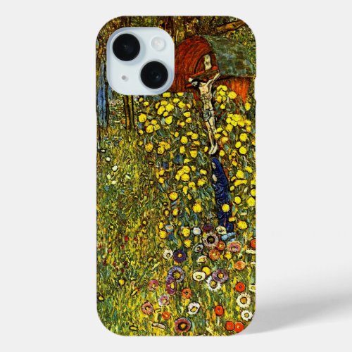 Farm Garden with Crucifix by Gustav Klimt iPhone 15 Case