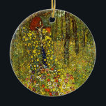 Farm Garden with Crucifix by Gustav Klimt Ceramic Ornament<br><div class="desc">Farm Garden with Crucifix (1911/1912) by Gustav Klimt is a vintage Victorian Era Symbolism fine art religious painting. A nature scene with a variety of flowers surrounding a crucifix with Jesus Christ in a garden on a farm. About the artist: Gustav Klimt (1862-1918) was an Austrian Symbolist painter and one...</div>