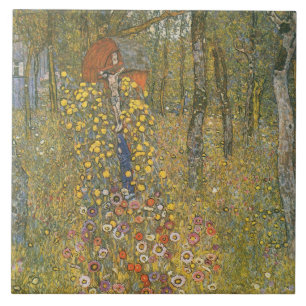Farm Garden With Crucifix (by Gustav Klimt) Ceramic Tile