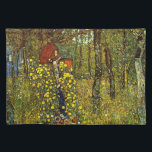 Farm Garden with Crucifix by Gustav Klimt Cloth Placemat<br><div class="desc">Farm Garden with Crucifix (1911/1912) by Gustav Klimt is a vintage Victorian Era Symbolism fine art religious painting. A nature scene with a variety of flowers surrounding a crucifix with Jesus Christ in a garden on a farm. About the artist: Gustav Klimt (1862-1918) was an Austrian Symbolist painter and one...</div>