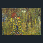 Farm Garden with Crucifix by Gustav Klimt Cloth Placemat<br><div class="desc">Farm Garden with Crucifix (1911/1912) by Gustav Klimt is a vintage Victorian Era Symbolism fine art religious painting. A nature scene with a variety of flowers surrounding a crucifix with Jesus Christ in a garden on a farm. About the artist: Gustav Klimt (1862-1918) was an Austrian Symbolist painter and one...</div>