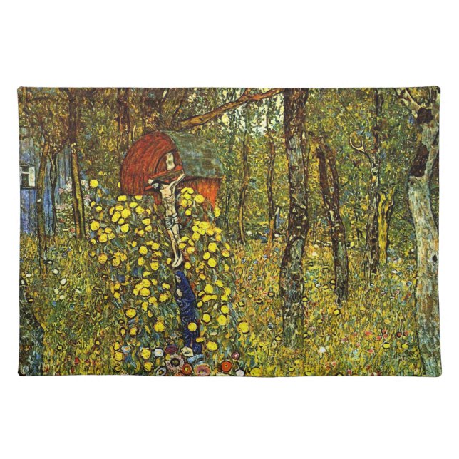 Farm Garden with Crucifix by Gustav Klimt Cloth Placemat (Front)