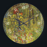 Farm Garden with Crucifix by Gustav Klimt Large Clock<br><div class="desc">Farm Garden with Crucifix (1911/1912) by Gustav Klimt is a vintage Victorian Era Symbolism fine art religious painting. A nature scene with a variety of flowers surrounding a crucifix with Jesus Christ in a garden on a farm. About the artist: Gustav Klimt (1862-1918) was an Austrian Symbolist painter and one...</div>