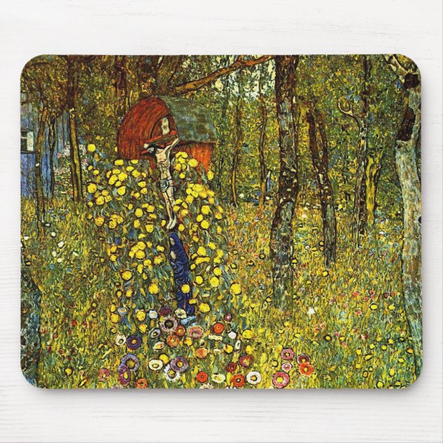 Farm Garden with Crucifix by Gustav Klimt Mouse Pad (Front)