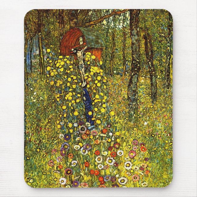 Farm Garden with Crucifix by Gustav Klimt Mouse Pad (Front)