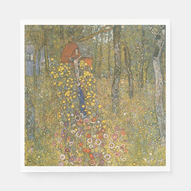 Farm Garden With Crucifix (by Gustav Klimt) Napkins (Front)