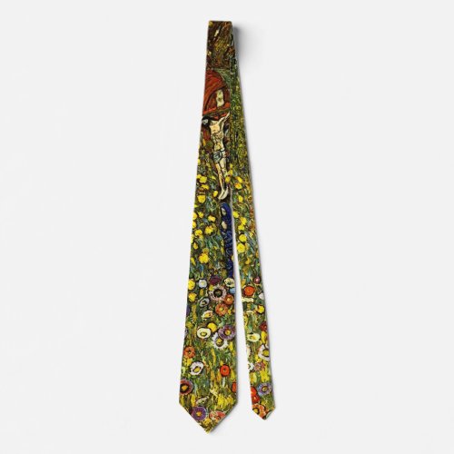 Farm Garden with Crucifix by Gustav Klimt Neck Tie