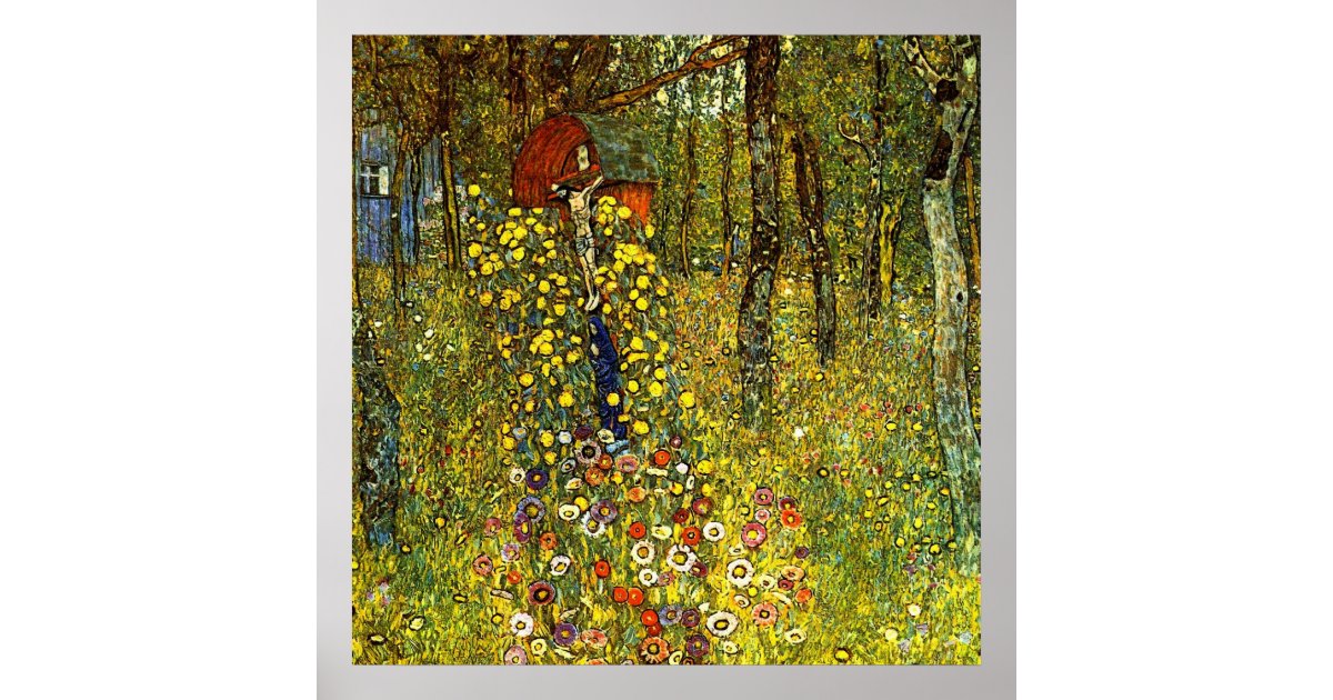 Farm Garden with Crucifix by Gustav Klimt Poster | Zazzle.com