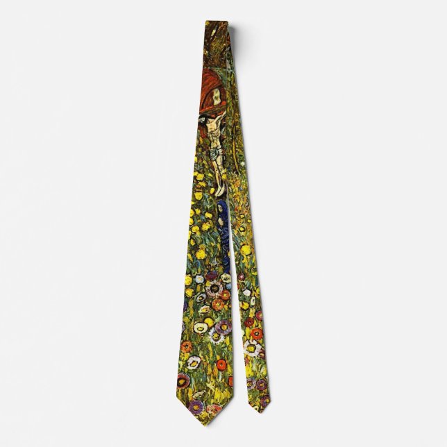 Farm Garden with Crucifix by Gustav Klimt Tie (Front)